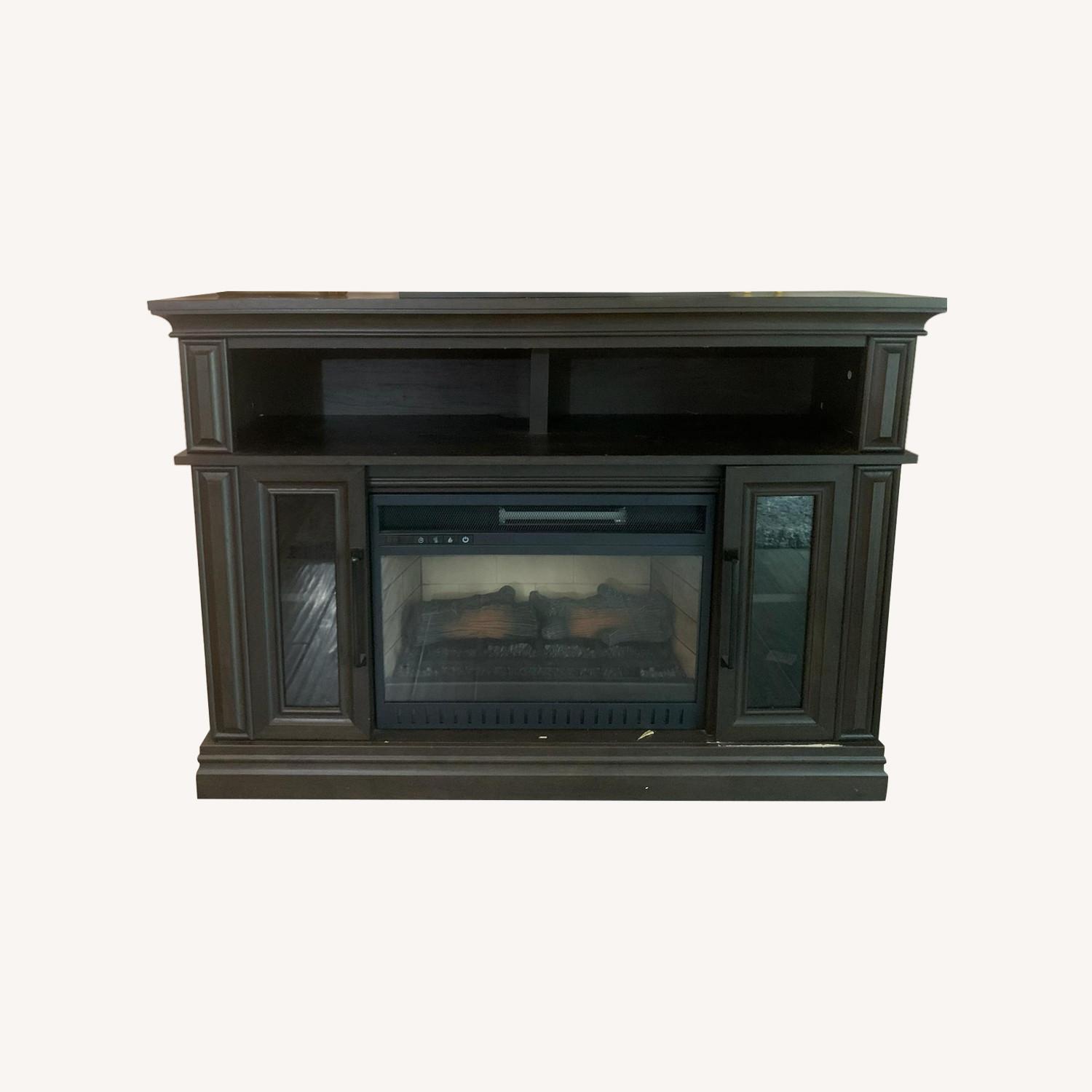 Dark Brown Wood Wall Unit - image-0