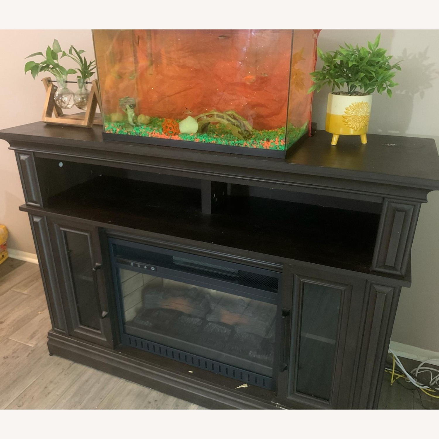 Dark Brown Wood Wall Unit - image-3