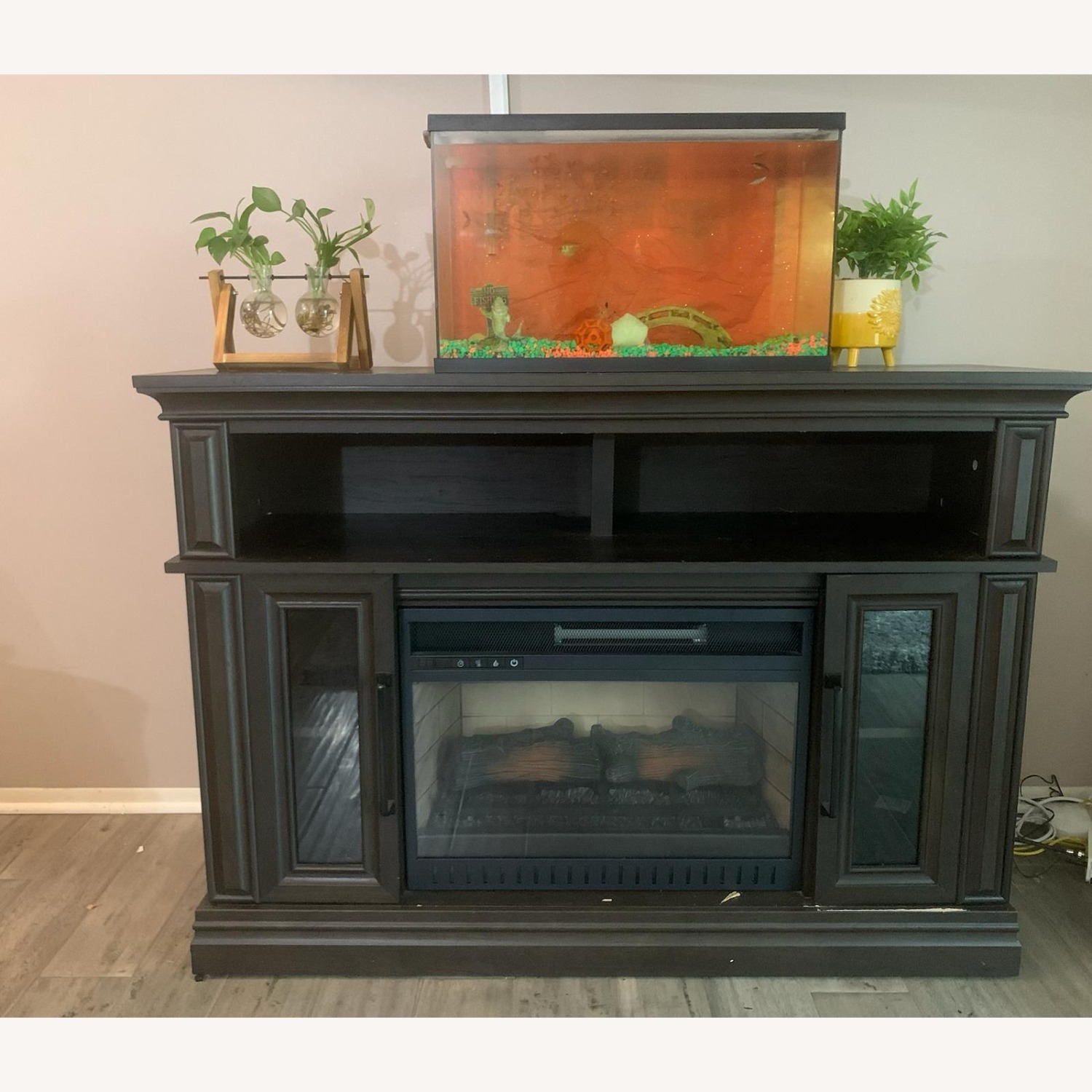 Dark Brown Wood Wall Unit - image-1