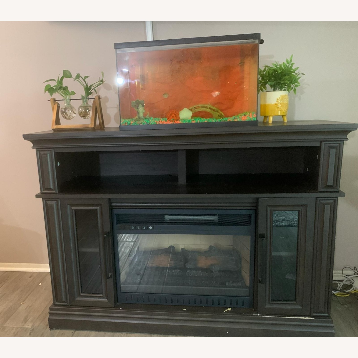 Dark Brown Wood Wall Unit - image-2