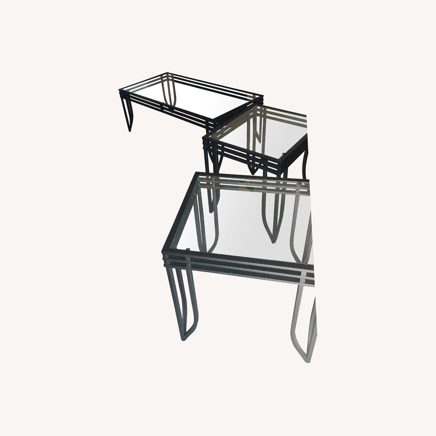 Industrial Style Metal and Glass Coffee Tables - image-0