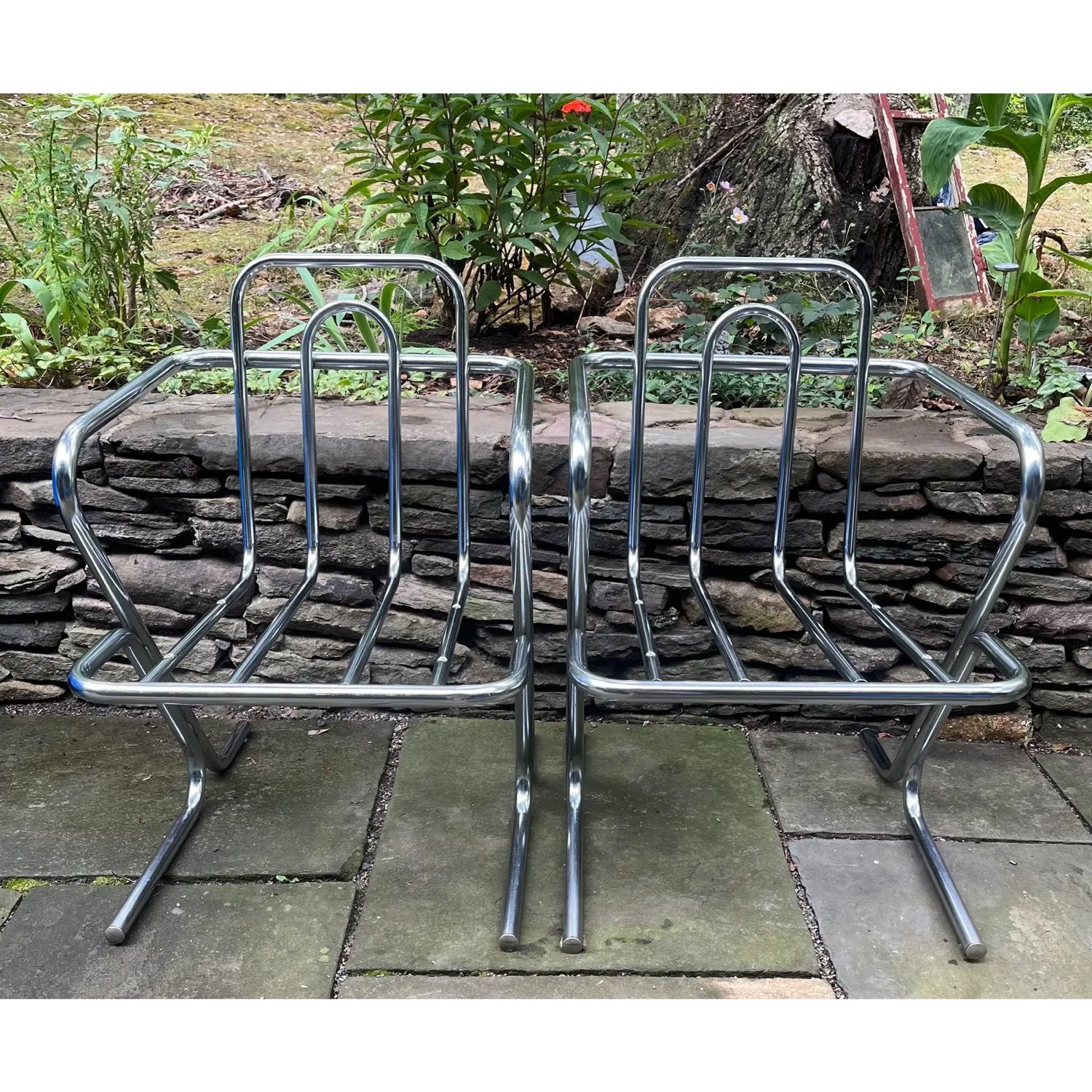 Vintage Chrome Armchairs Mid Century - image-5