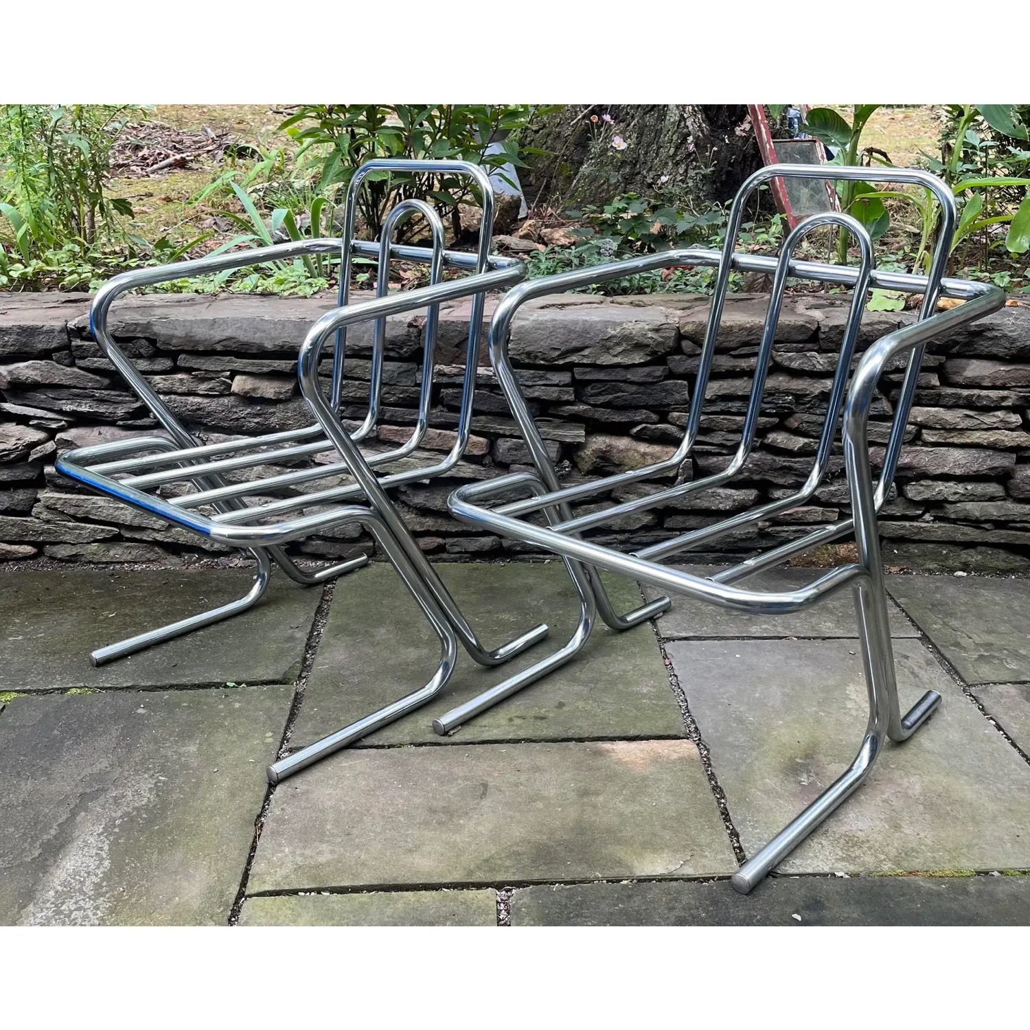 Vintage Chrome Armchairs Mid Century - image-2