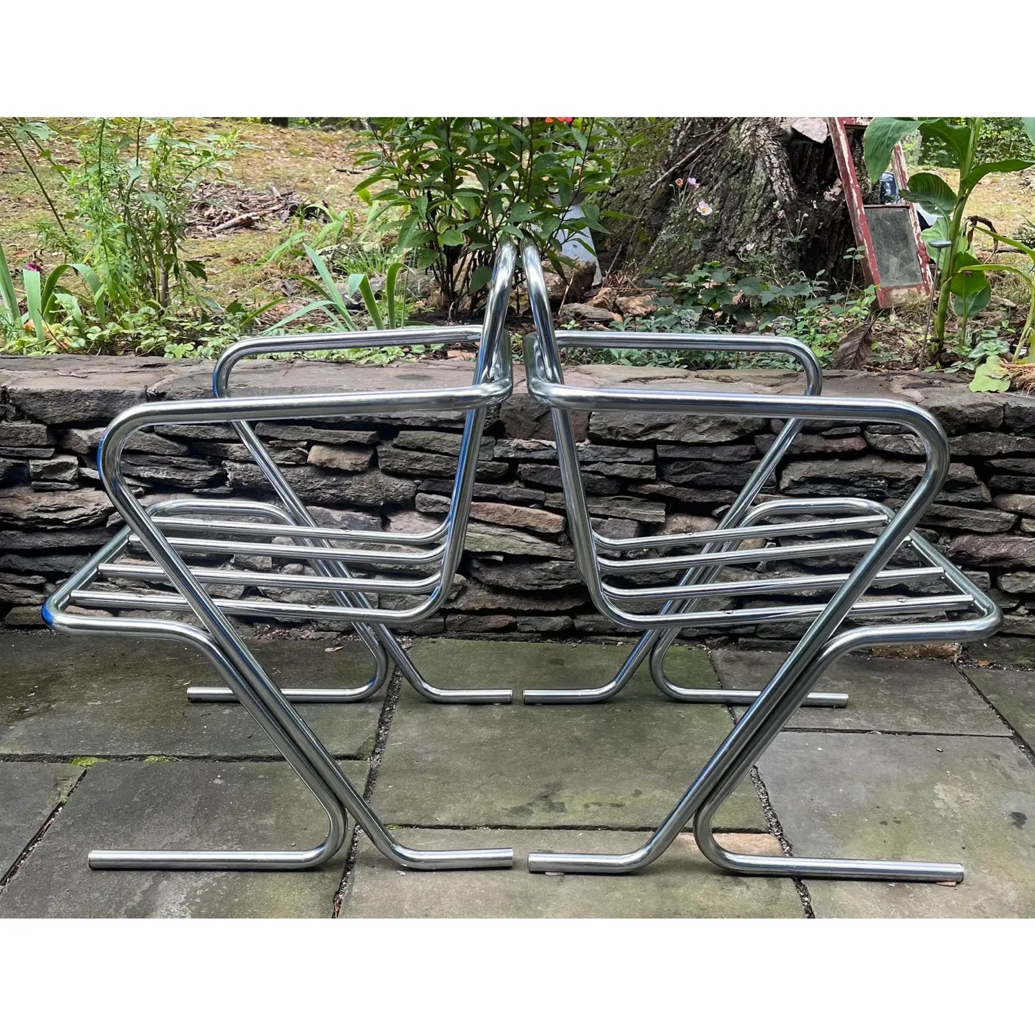 Vintage Chrome Armchairs Mid Century - image-3