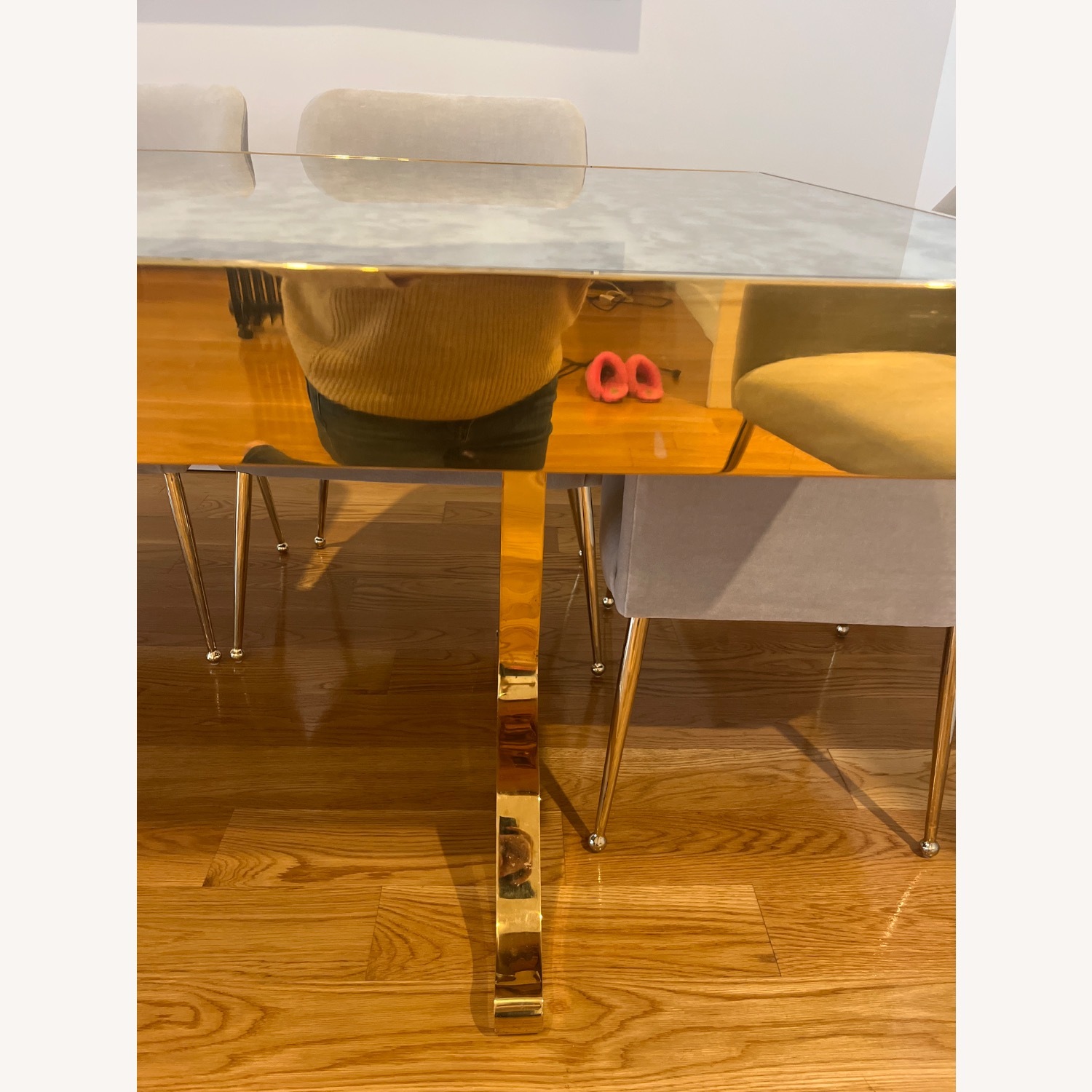 Gold Mirrored Glass Dining Table - image-7