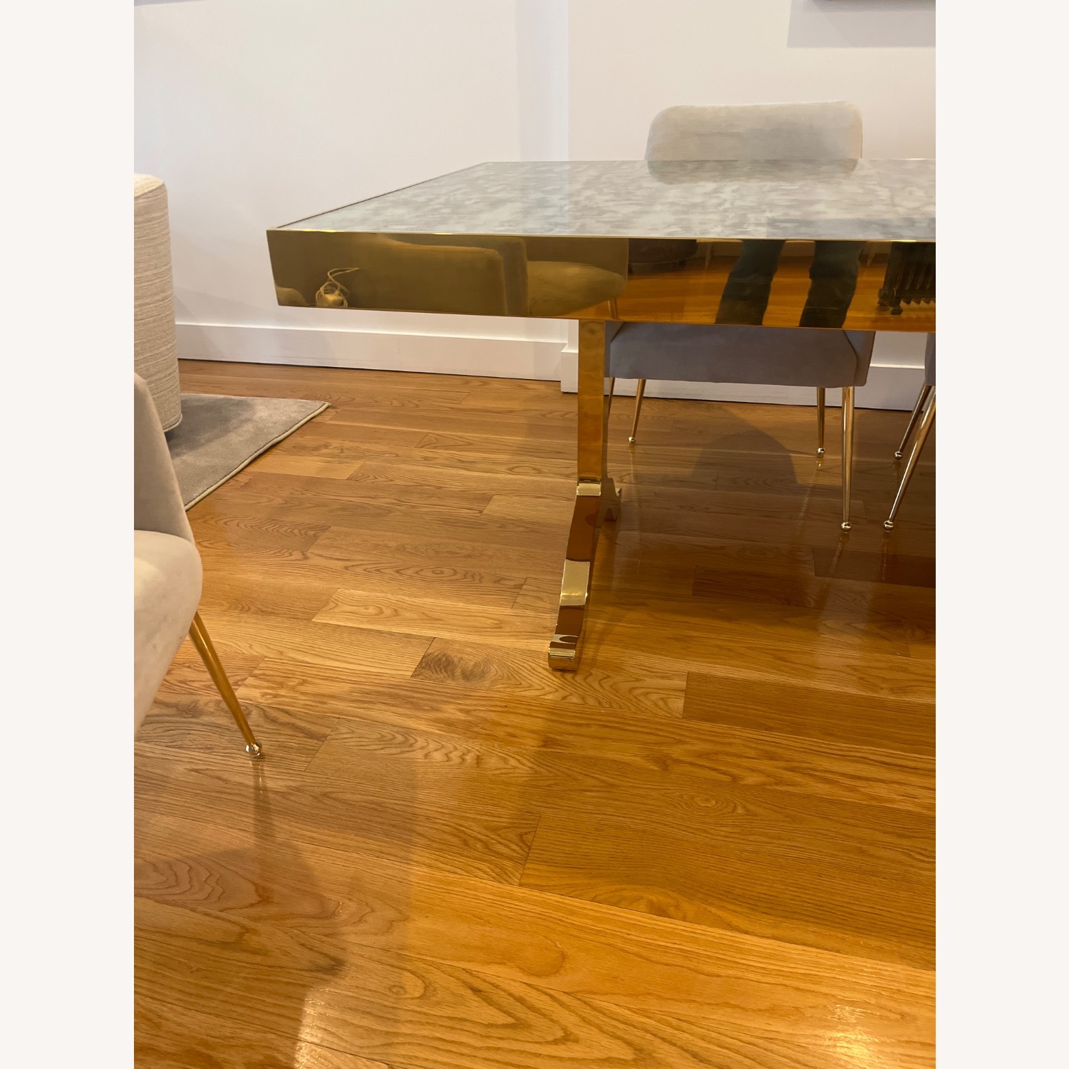 Gold Mirrored Glass Dining Table - image-2