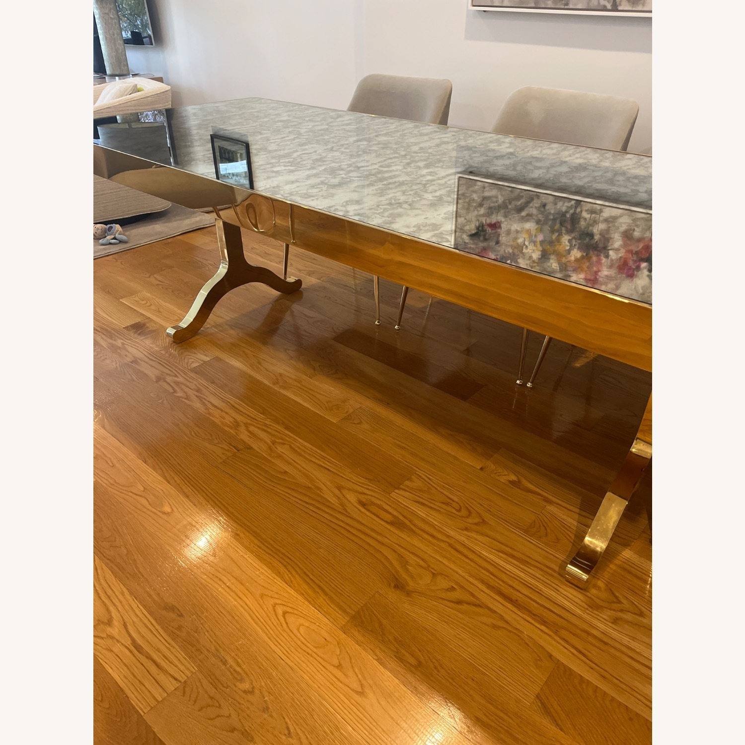 Gold Mirrored Glass Dining Table - image-8