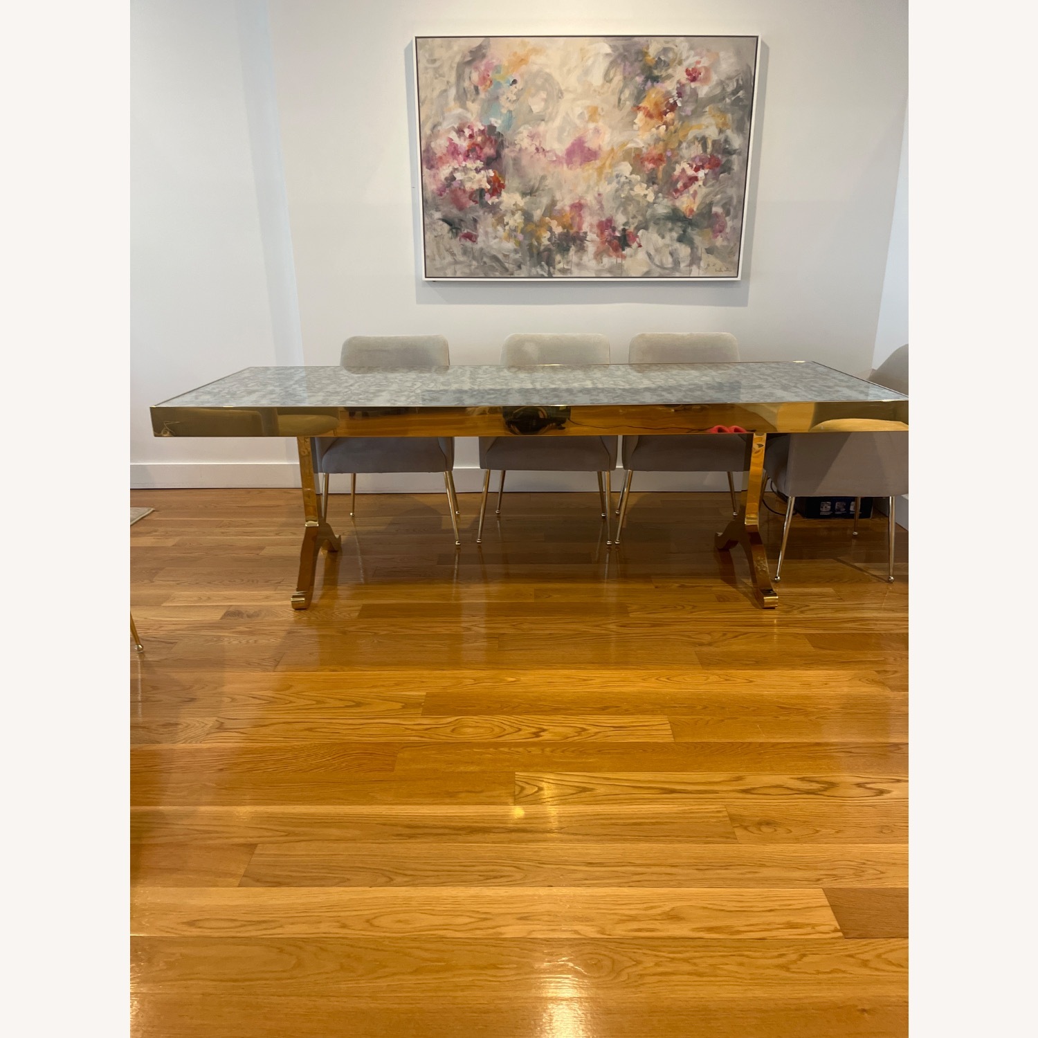 Gold Mirrored Glass Dining Table - image-1