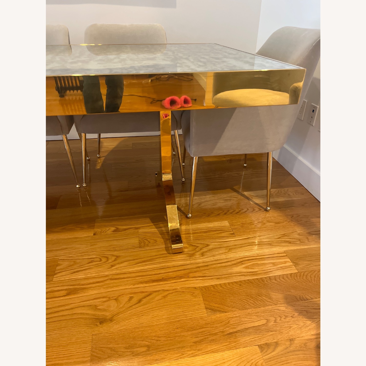 Gold Mirrored Glass Dining Table - image-3