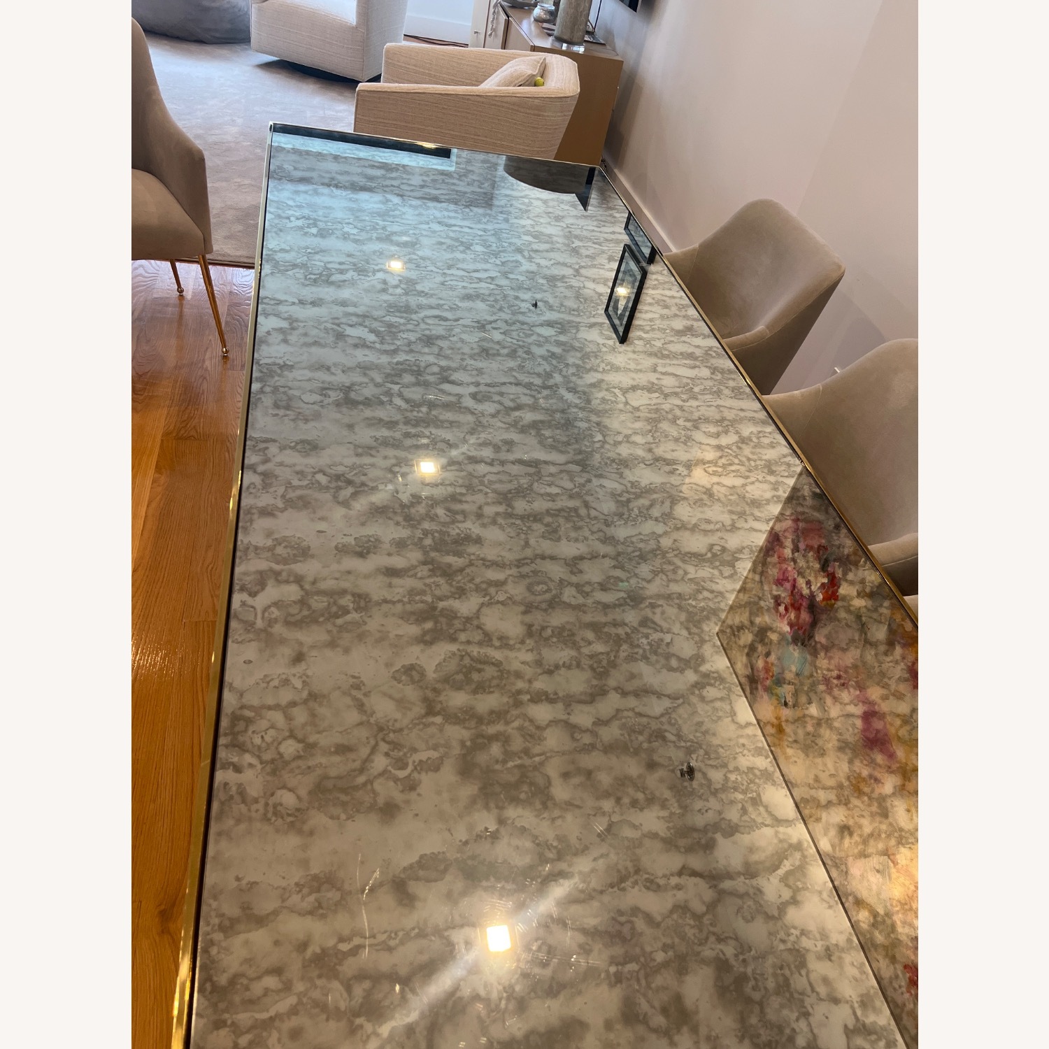 Gold Mirrored Glass Dining Table - image-4