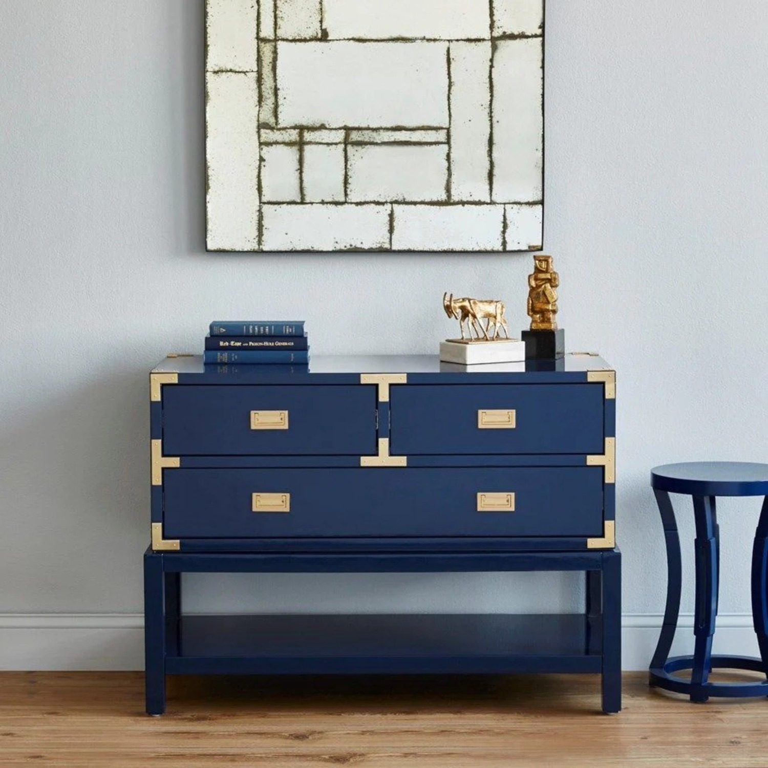 Lacquer Craft Blue Wood Sideboard - image-2
