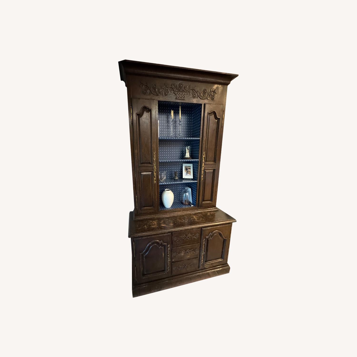 Vintage Solid Wood Hutch, Country French - image-0