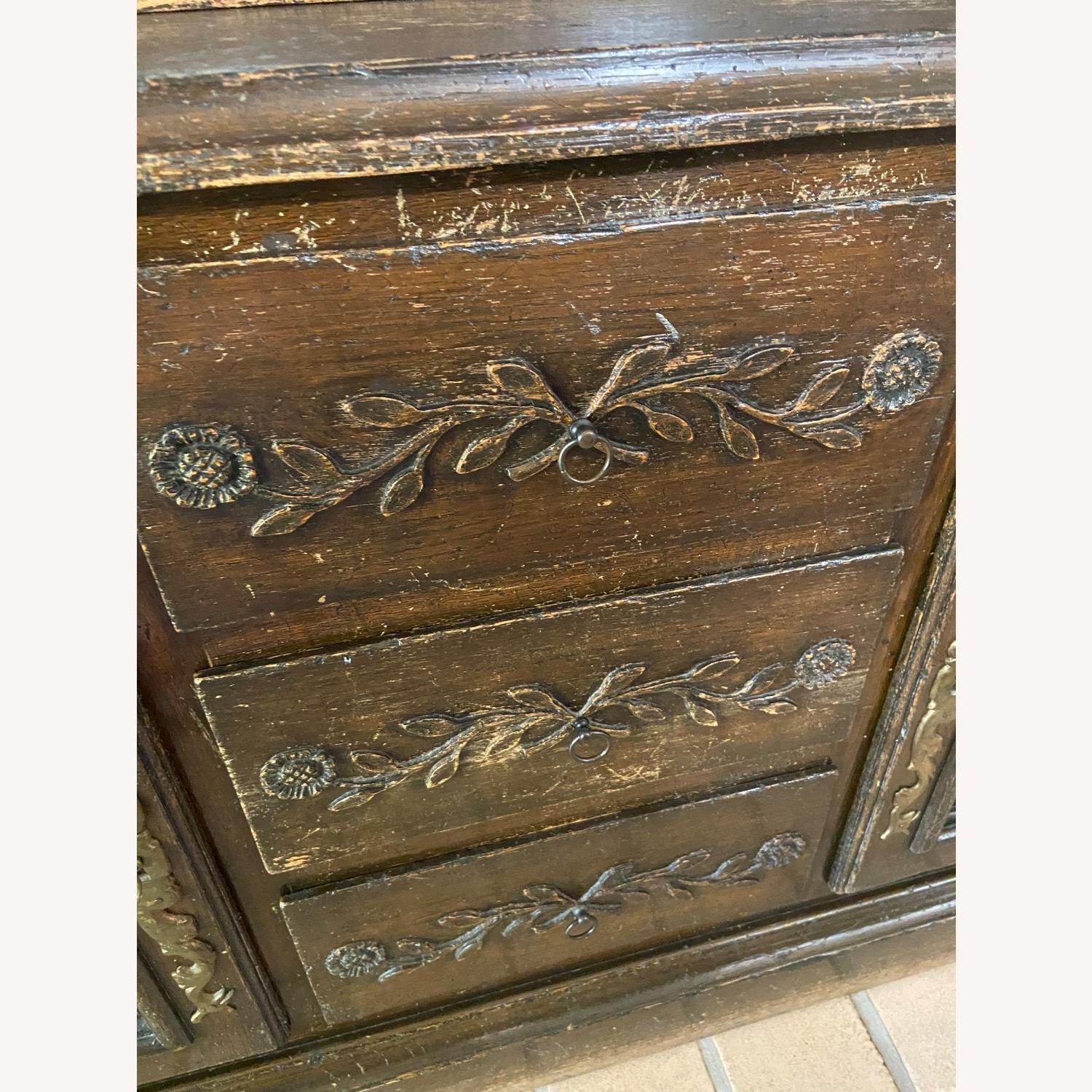 Vintage Solid Wood Hutch, Country French - image-7