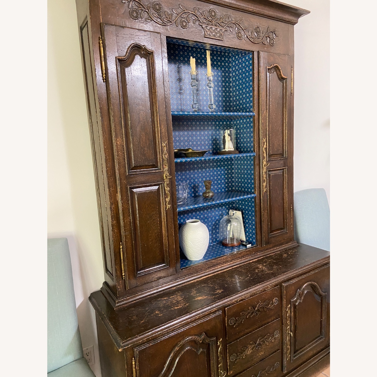 Vintage Solid Wood Hutch, Country French - image-9