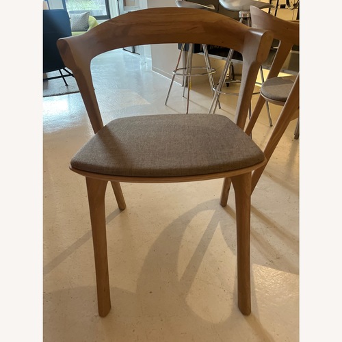 Used Natural Oak Wood W Seat Cushion for sale on AptDeco