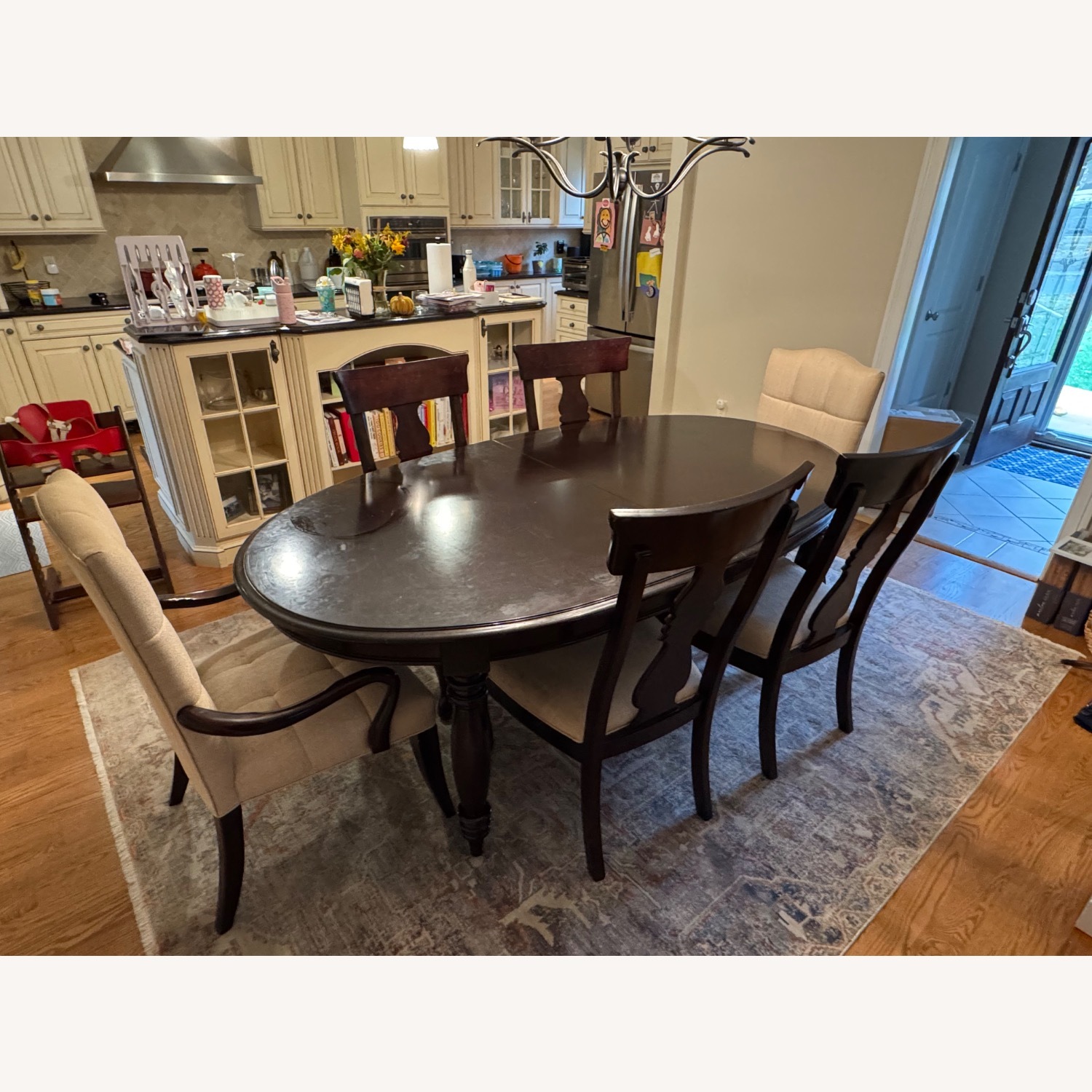 Dark Brown Wood Dining Set - image-3