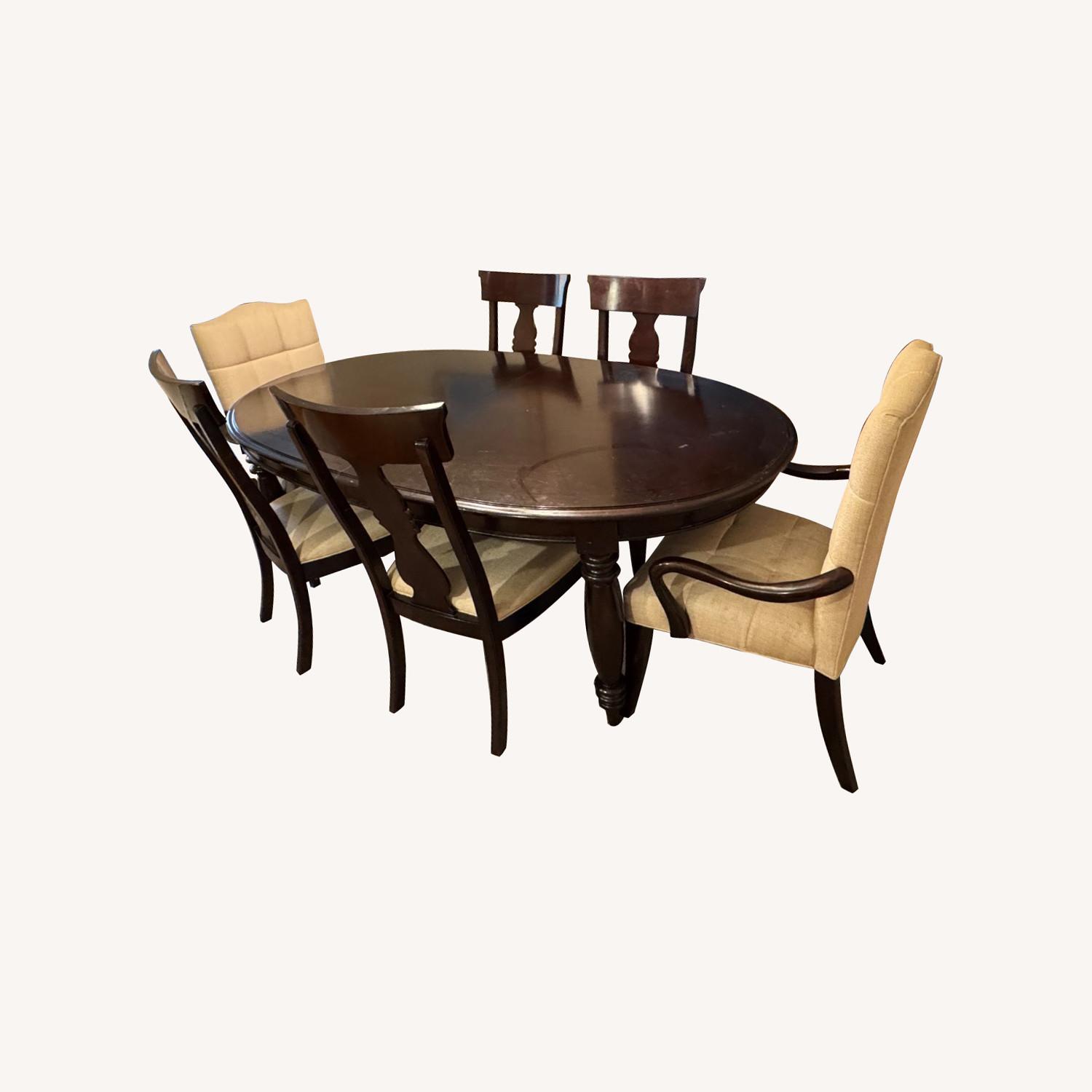 Dark Brown Wood Dining Set - image-0