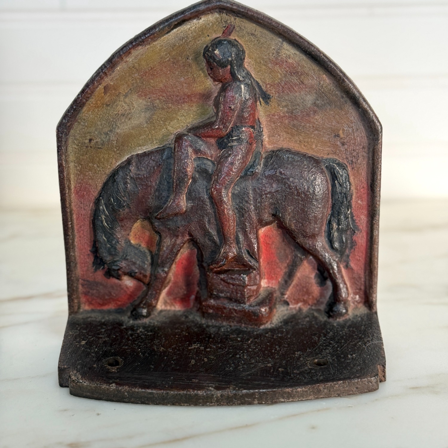 Cast Iron End of Trail Native American Bookends - image-2