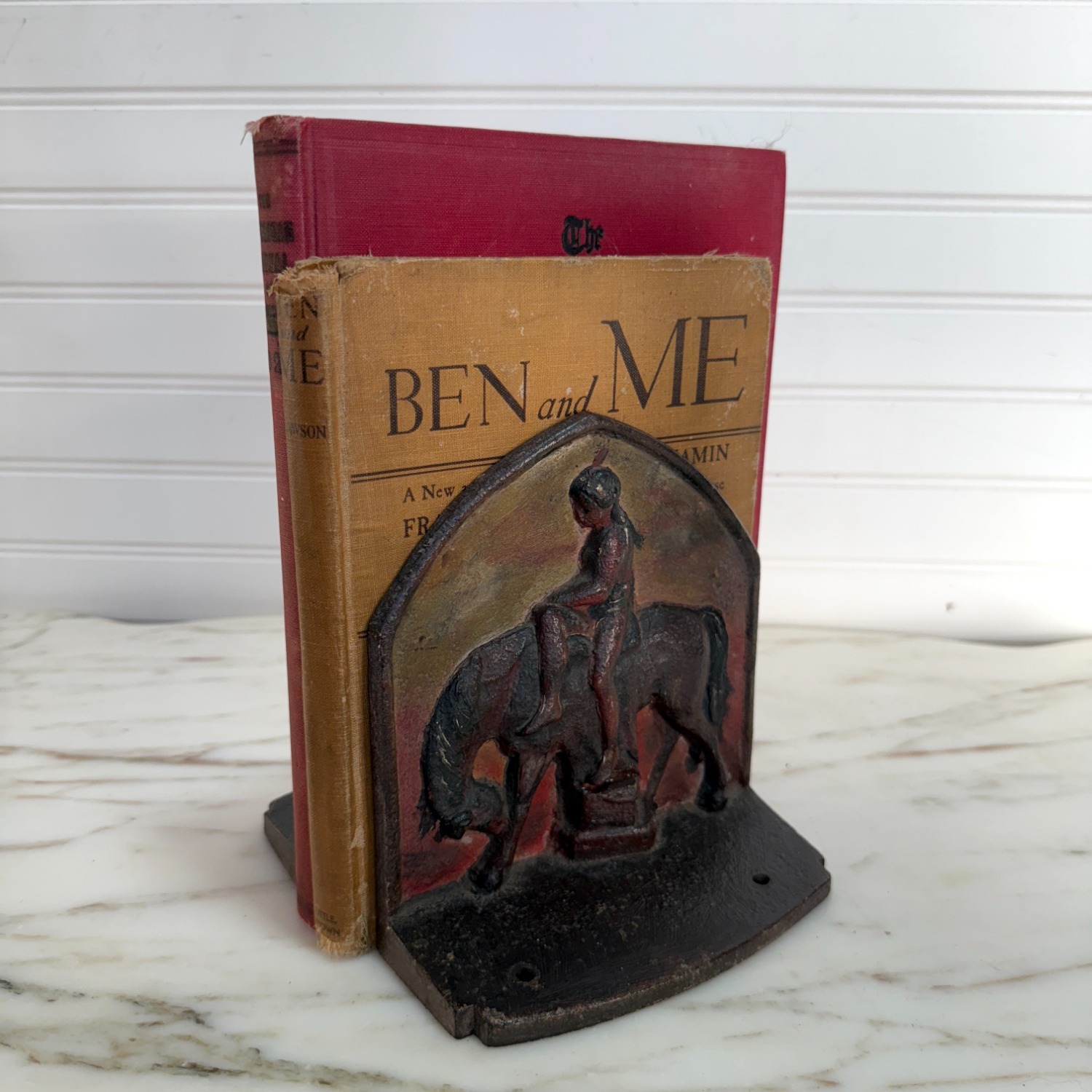 Cast Iron End of Trail Native American Bookends - image-6
