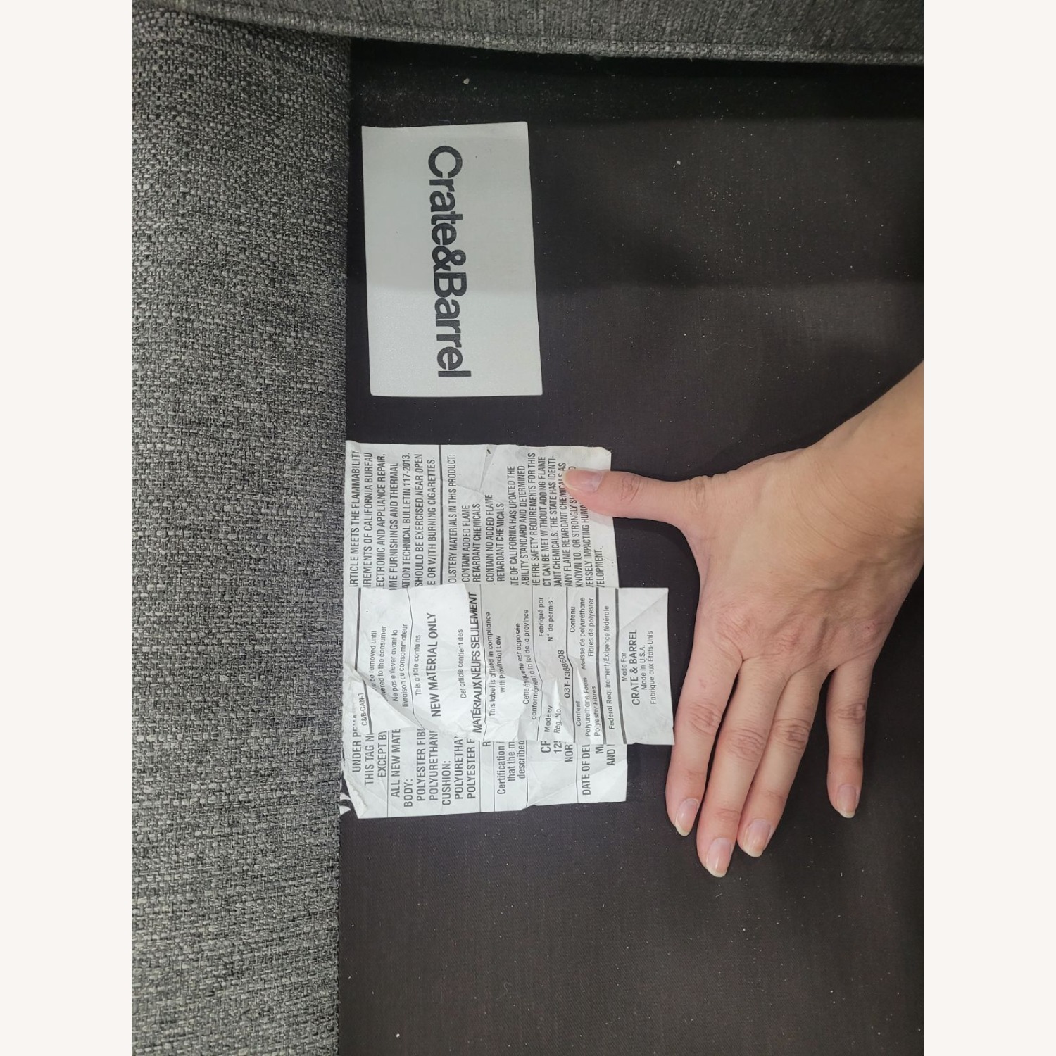 Crate & Barrel Rochelle Dark Gray 3+ Seater Sofa - image-7