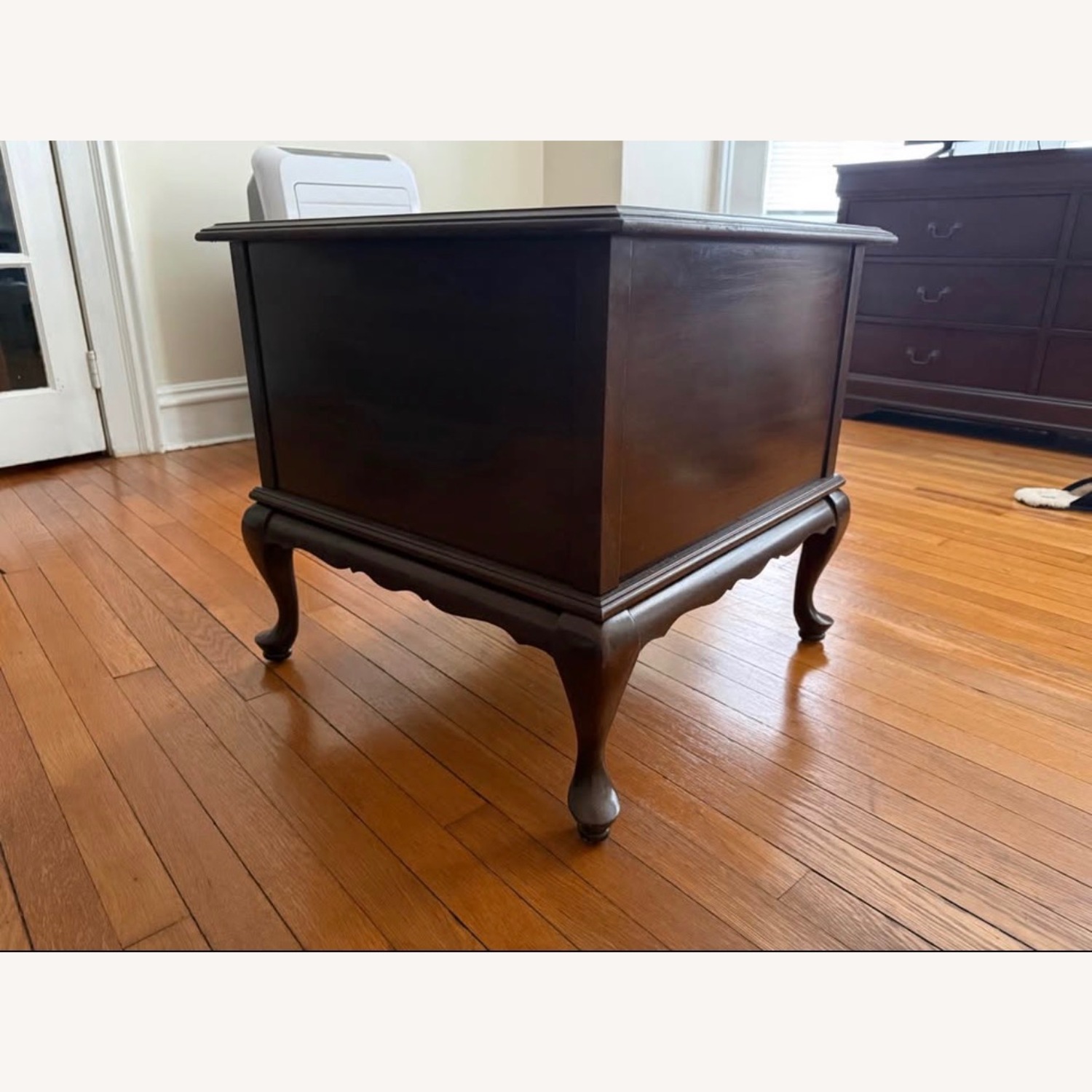 Antique Dark Brown Wood Side Table - image-4