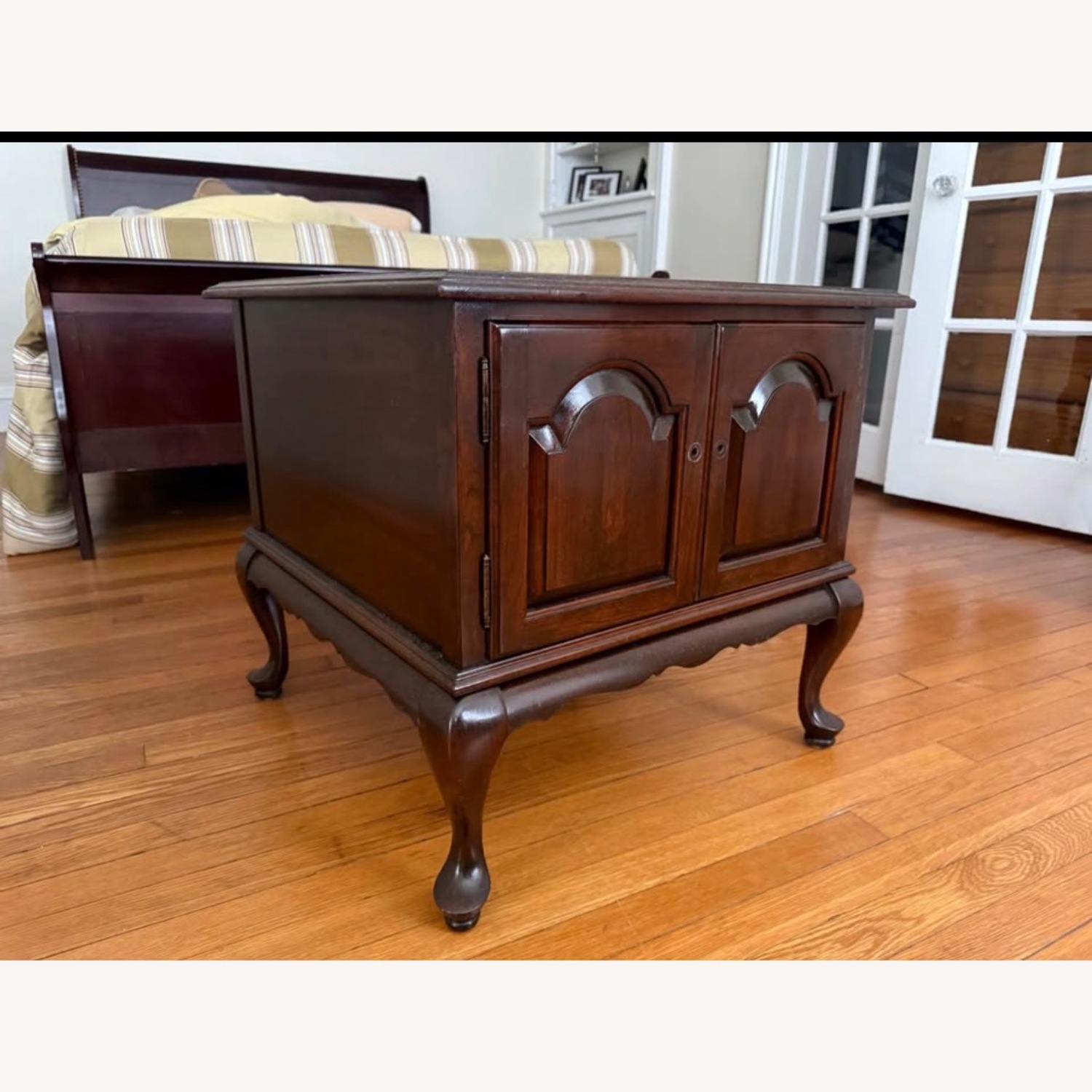 Antique Dark Brown Wood Side Table - image-1