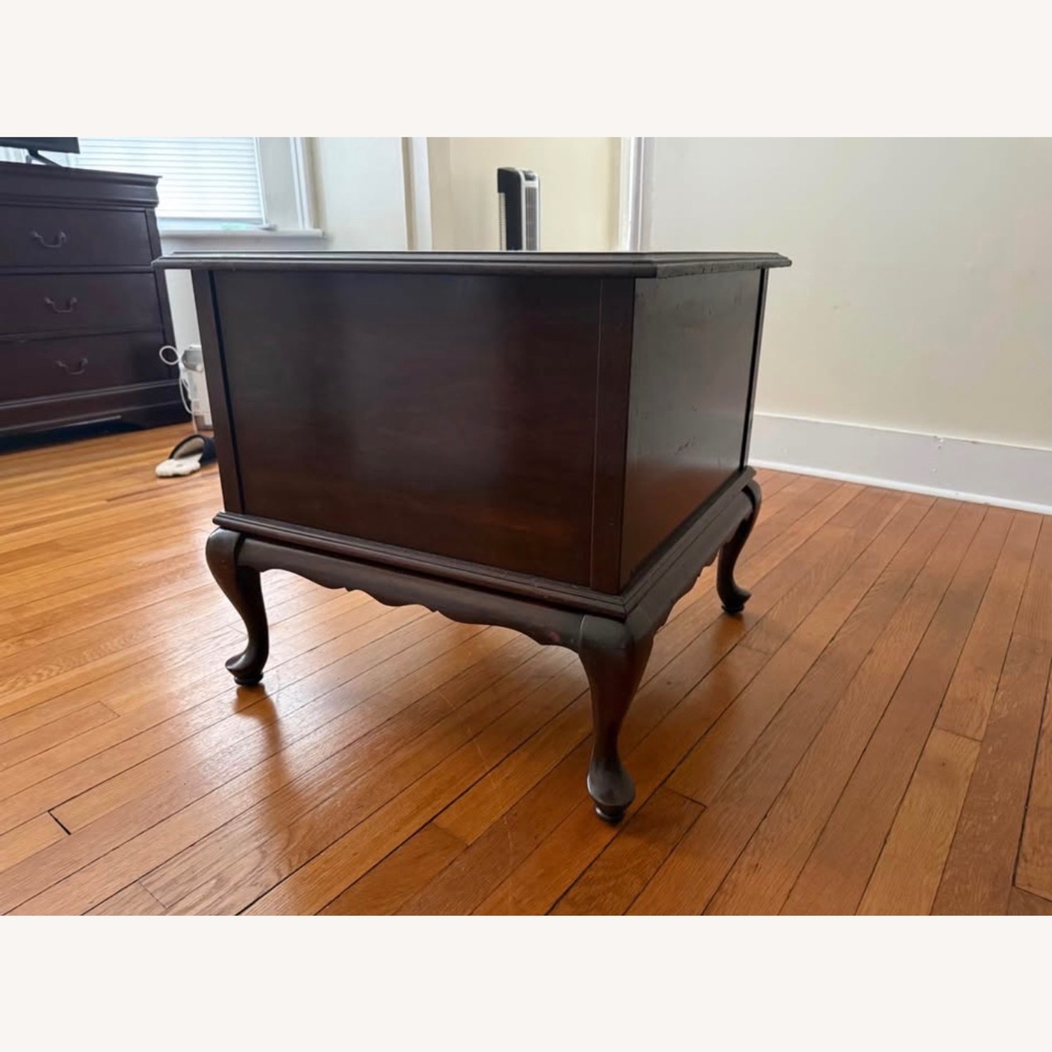 Antique Dark Brown Wood Side Table - image-3