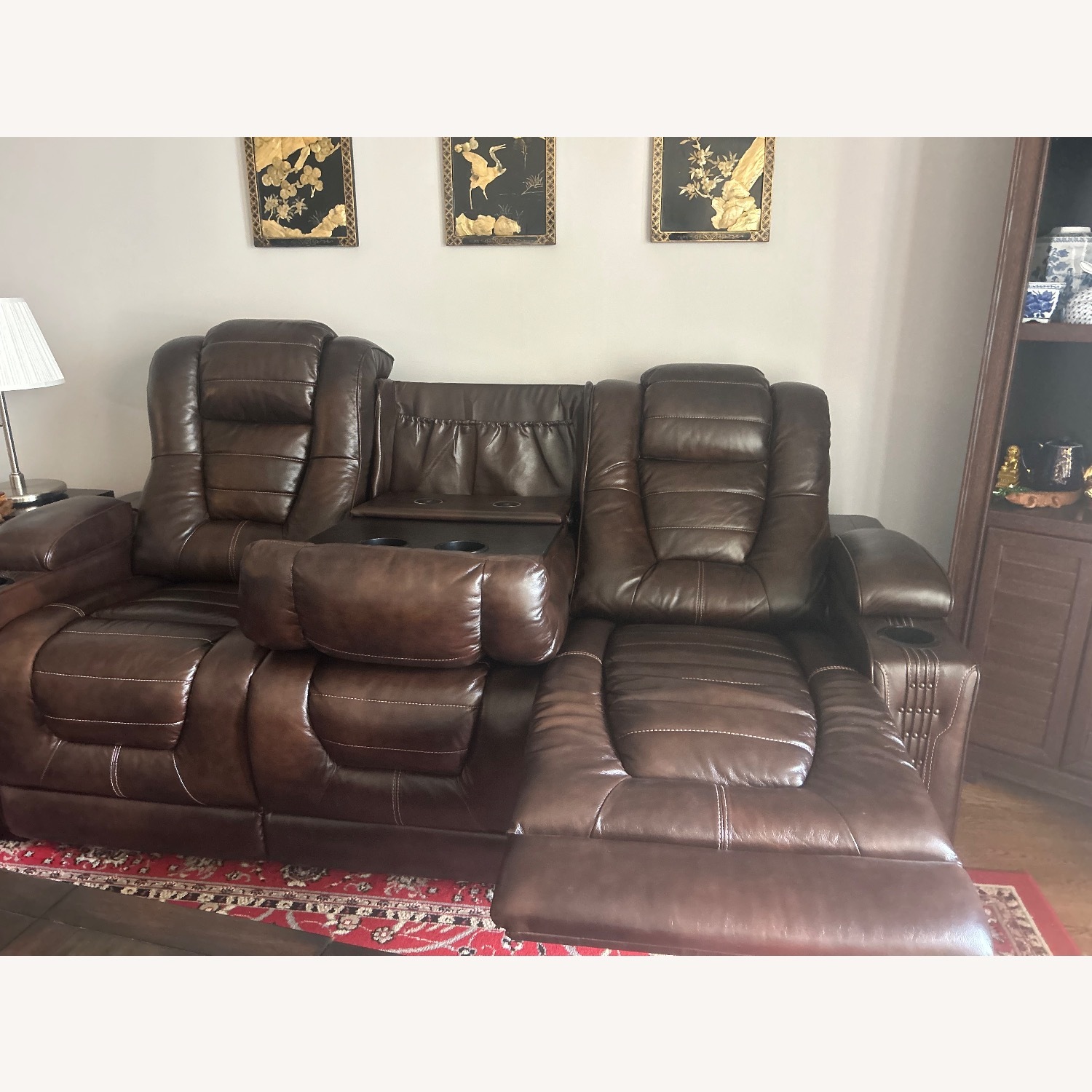 Leather Reclining Sofa - image-1