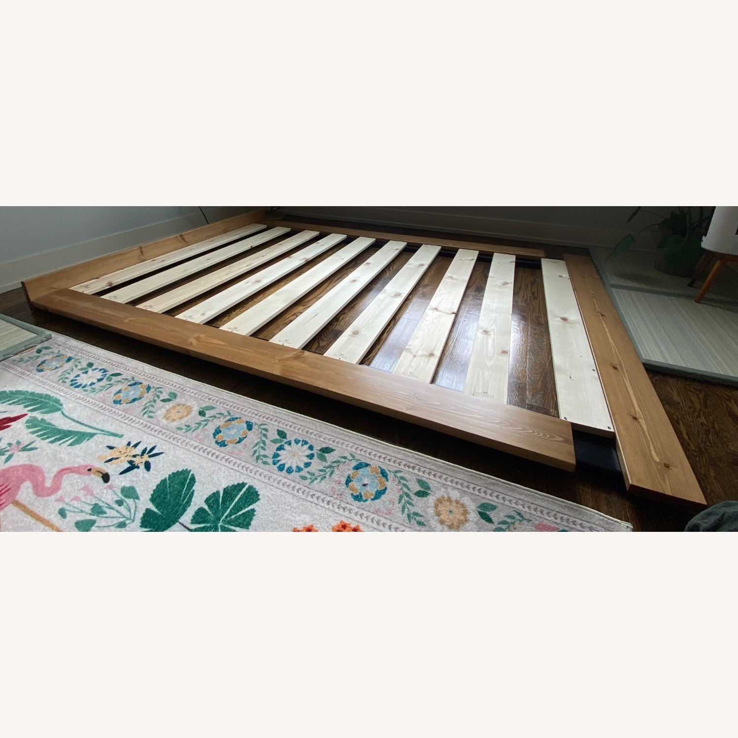 Low Modern Attic Bed Honey Satin Finish - image-4