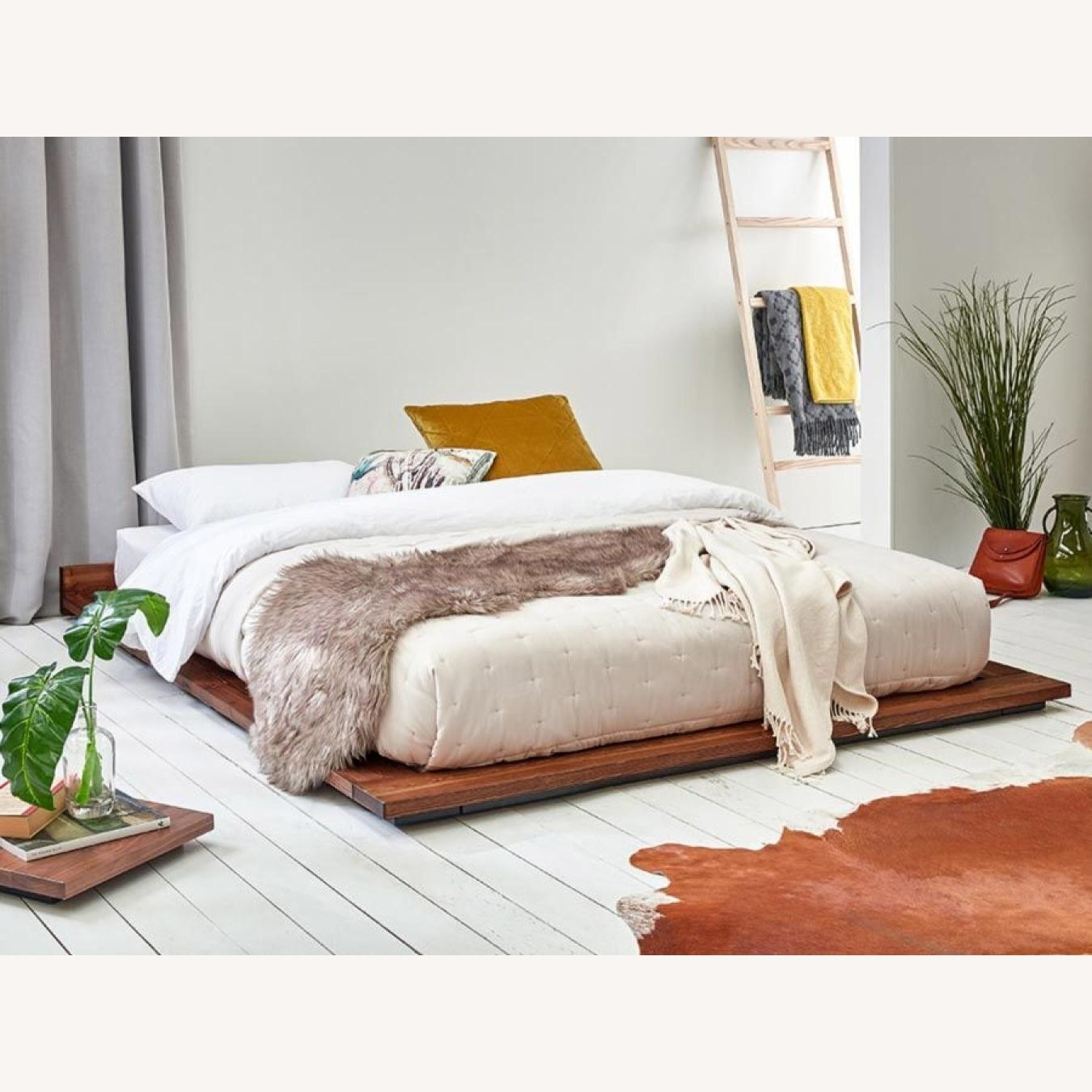 Low Modern Attic Bed Honey Satin Finish - image-6