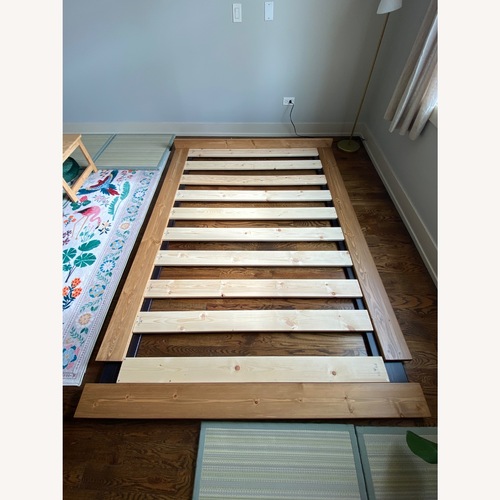 Used Low Modern Attic Bed Honey Satin Finish for sale on AptDeco