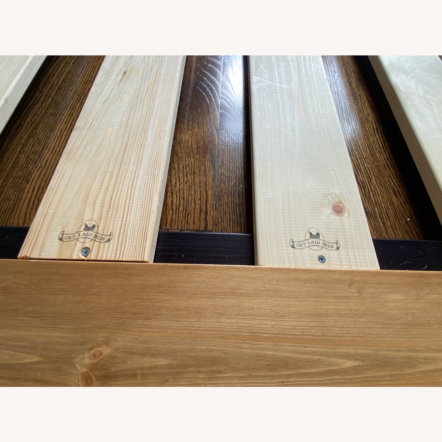 Low Modern Attic Bed Honey Satin Finish - image-3