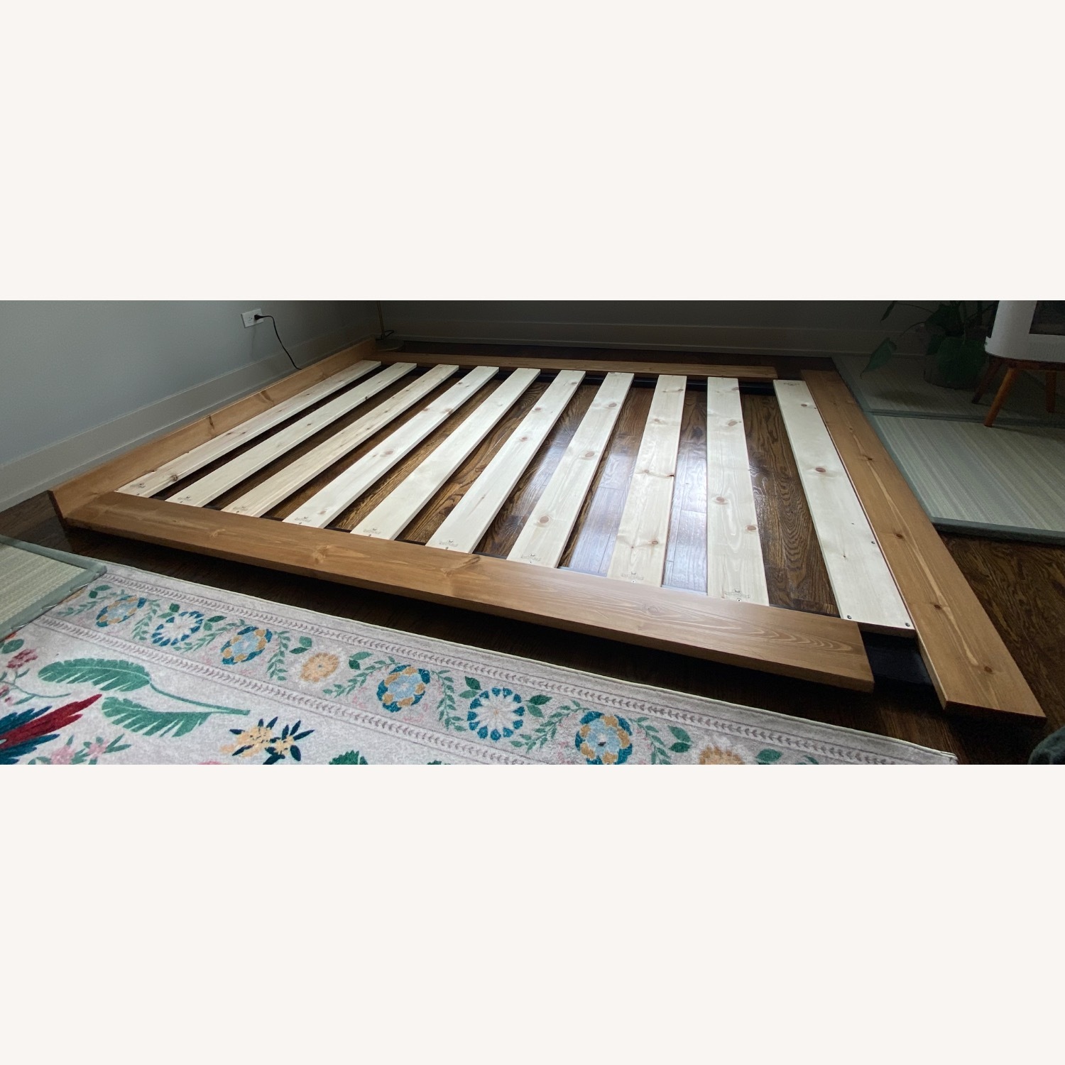 Low Modern Attic Bed Honey Satin Finish - image-5