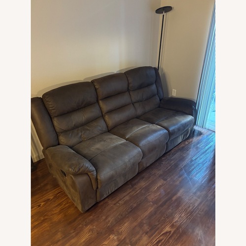 Used Ashley Furniture Dark Brown Faux Leather 3+ Seater Sofa for sale on AptDeco