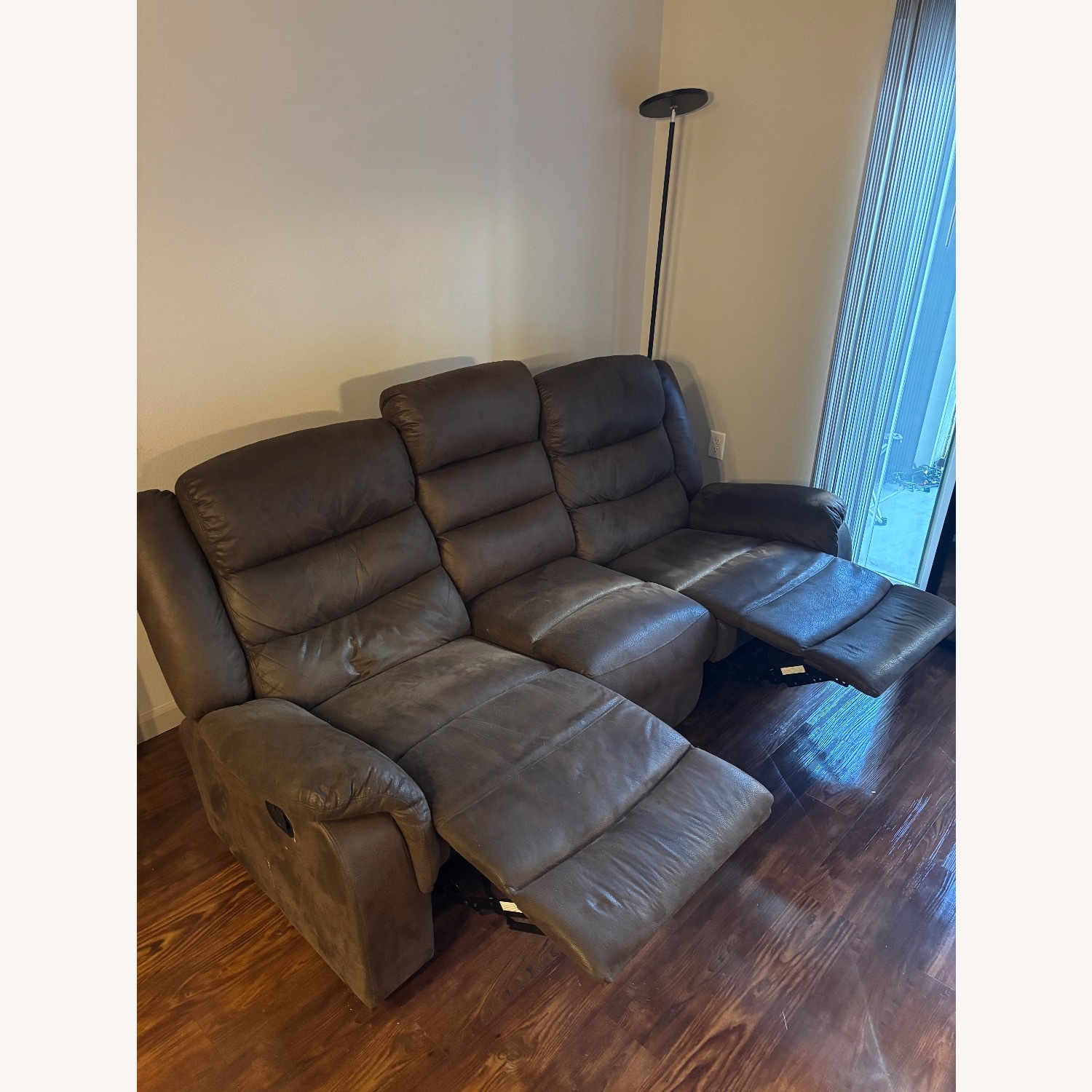 Ashley Furniture Dark Brown Faux Leather 3+ Seater Sofa - image-2