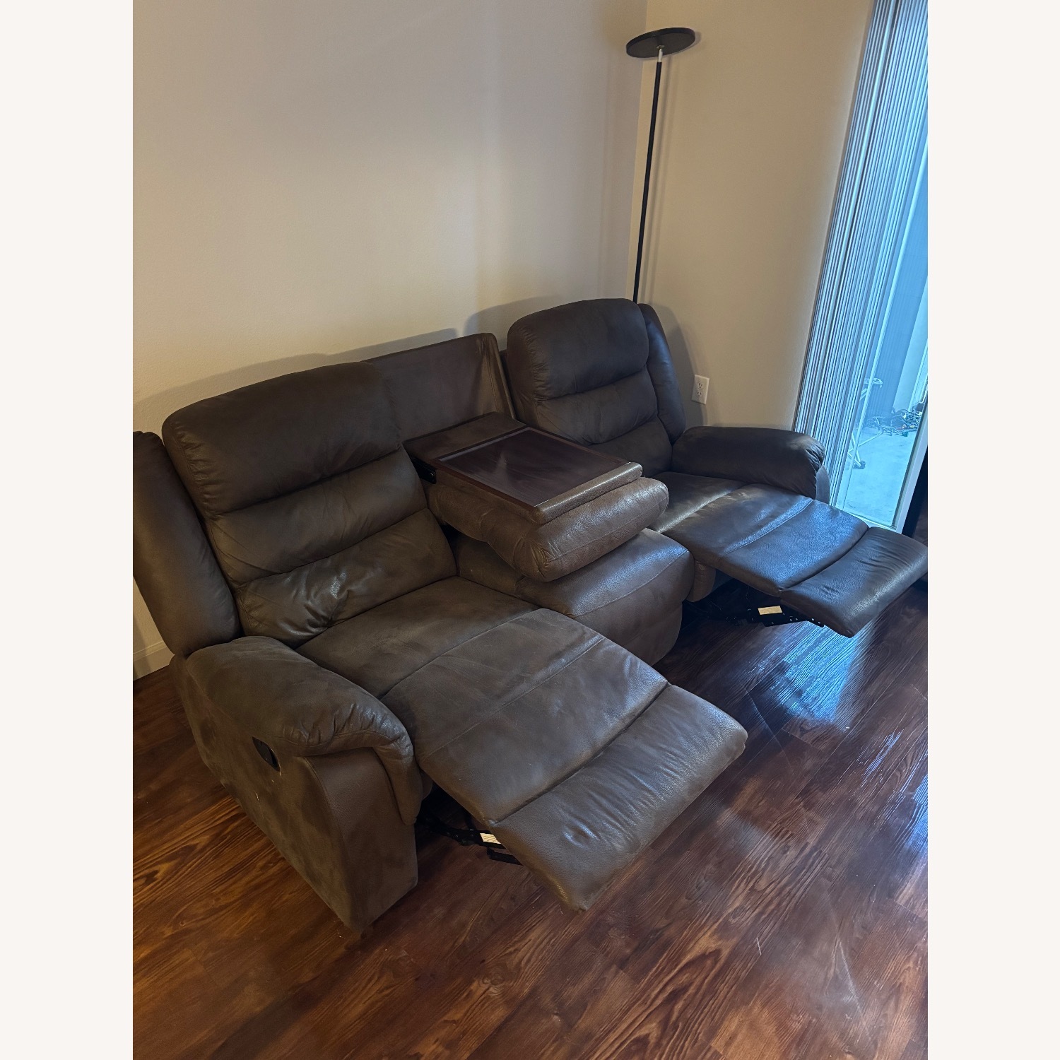 Ashley Furniture Dark Brown Faux Leather 3+ Seater Sofa - image-3