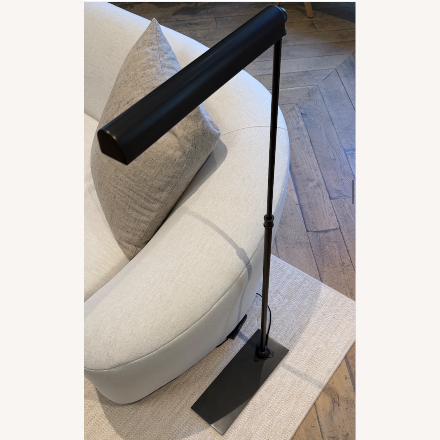 White Linen Curved Sofa - image-3