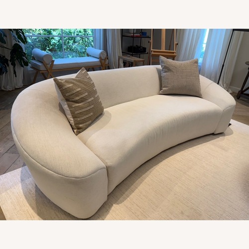 Used White Linen Curved Sofa for sale on AptDeco