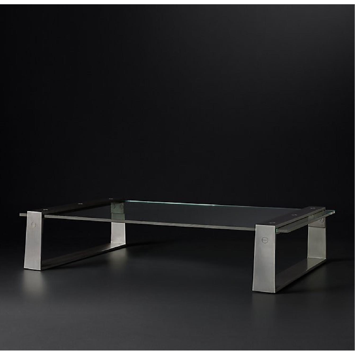 Restoration Hardware Lucida Glass Coffee Table - image-5