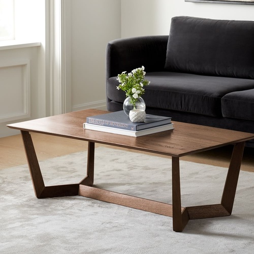 Used West Elm Stowe Solid Wood Dark Brown Coffee Table for sale on AptDeco