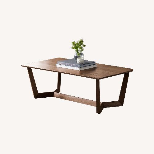 Used West Elm Stowe Solid Wood Dark Brown Coffee Table for sale on AptDeco