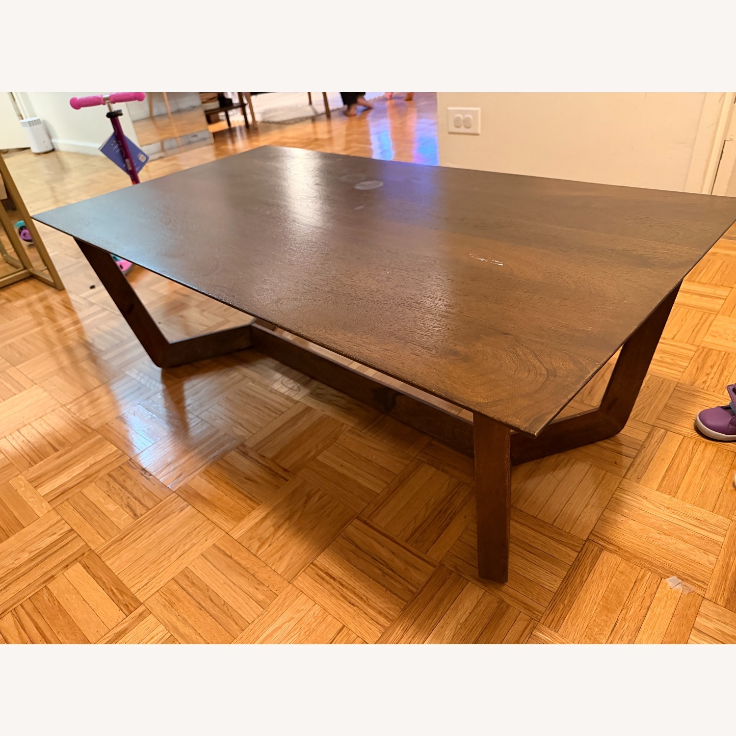 West Elm Stowe Solid Wood Dark Brown Coffee Table - image-4