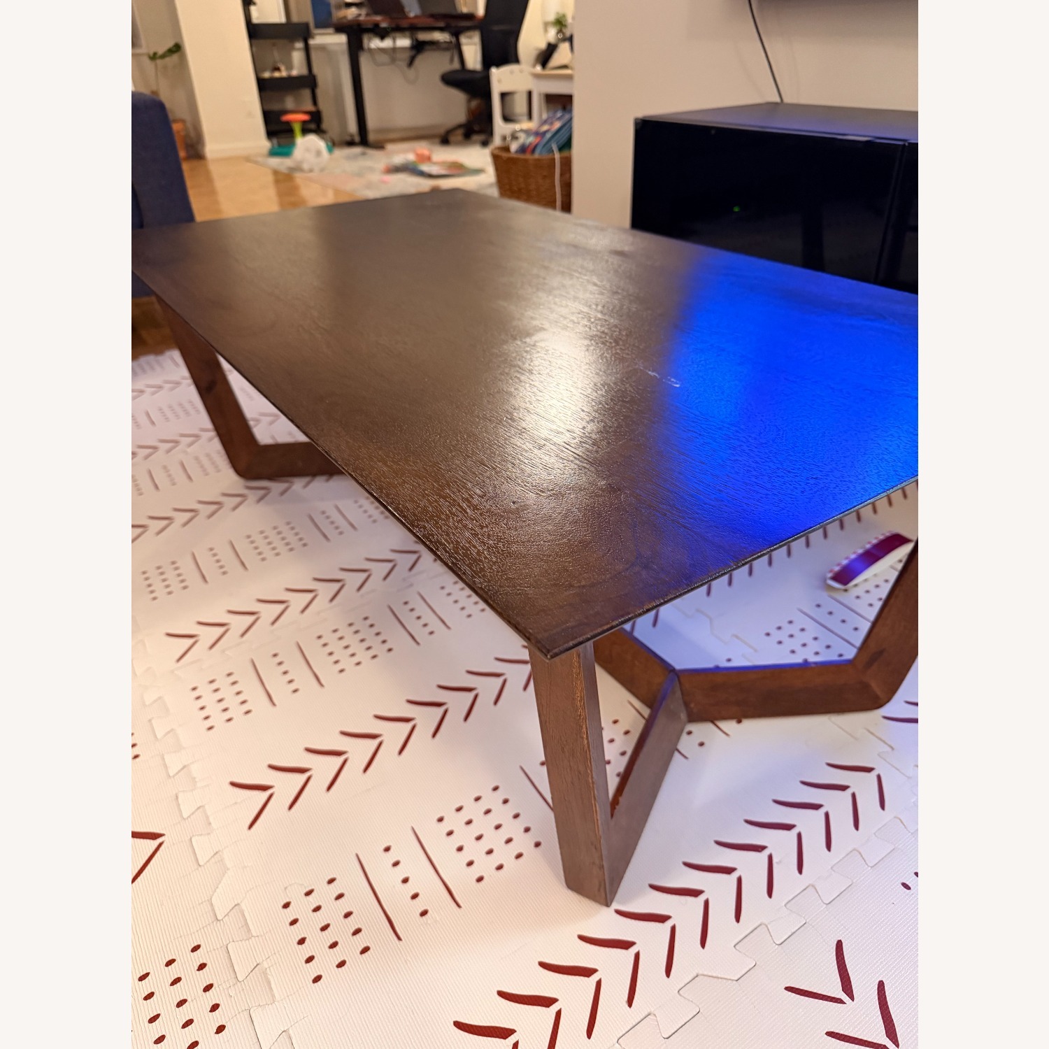 West Elm Stowe Solid Wood Dark Brown Coffee Table - image-2