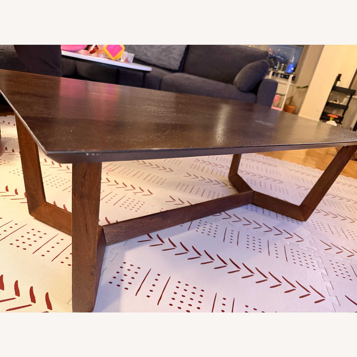 West Elm Stowe Solid Wood Dark Brown Coffee Table - image-1