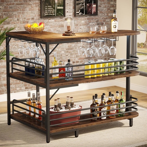 Used Wayfair Dark Brown Wood Bar Cart for sale on AptDeco