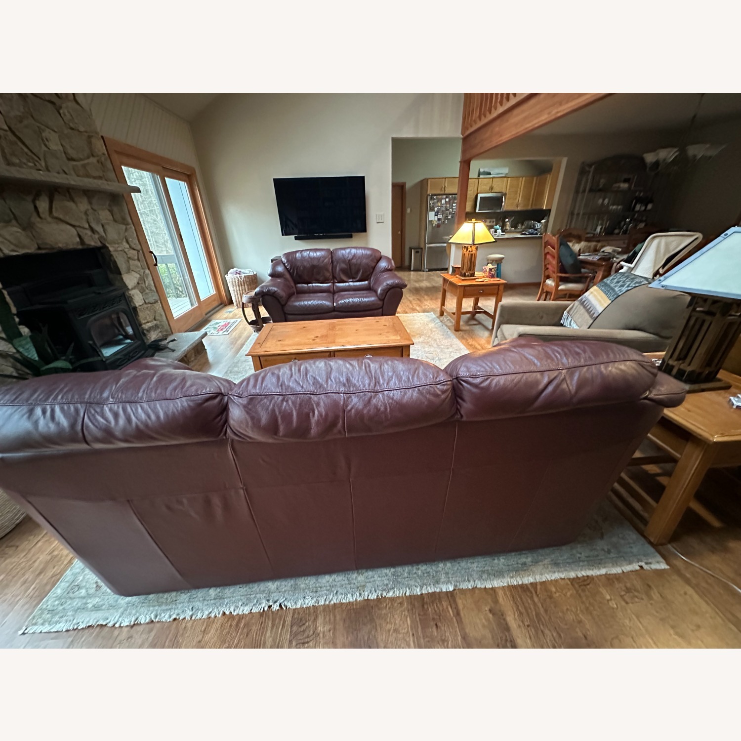 Vintage/Antique Dark Brown Leather 3+ Seater Sofa - image-3