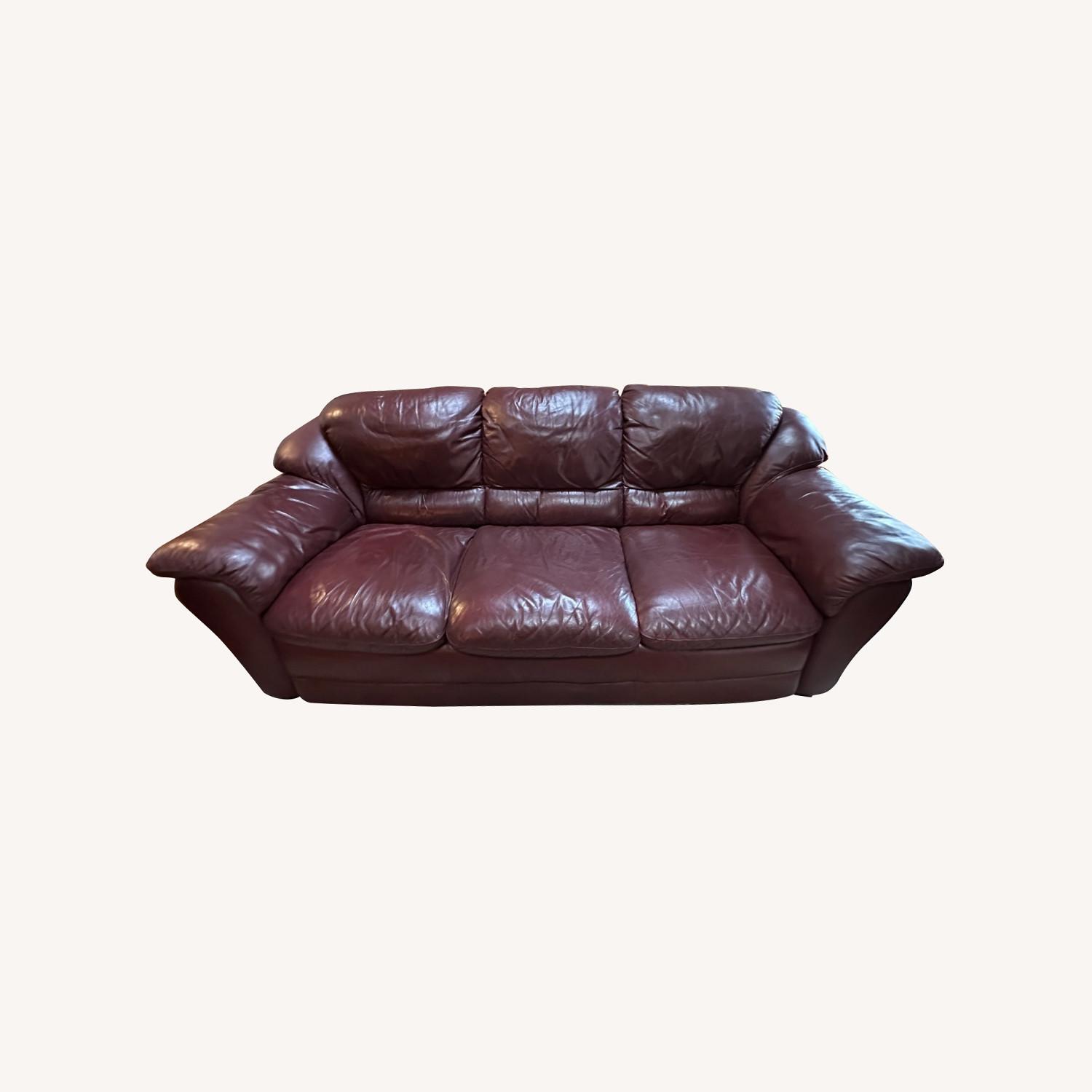 Vintage/Antique Dark Brown Leather 3+ Seater Sofa - image-0