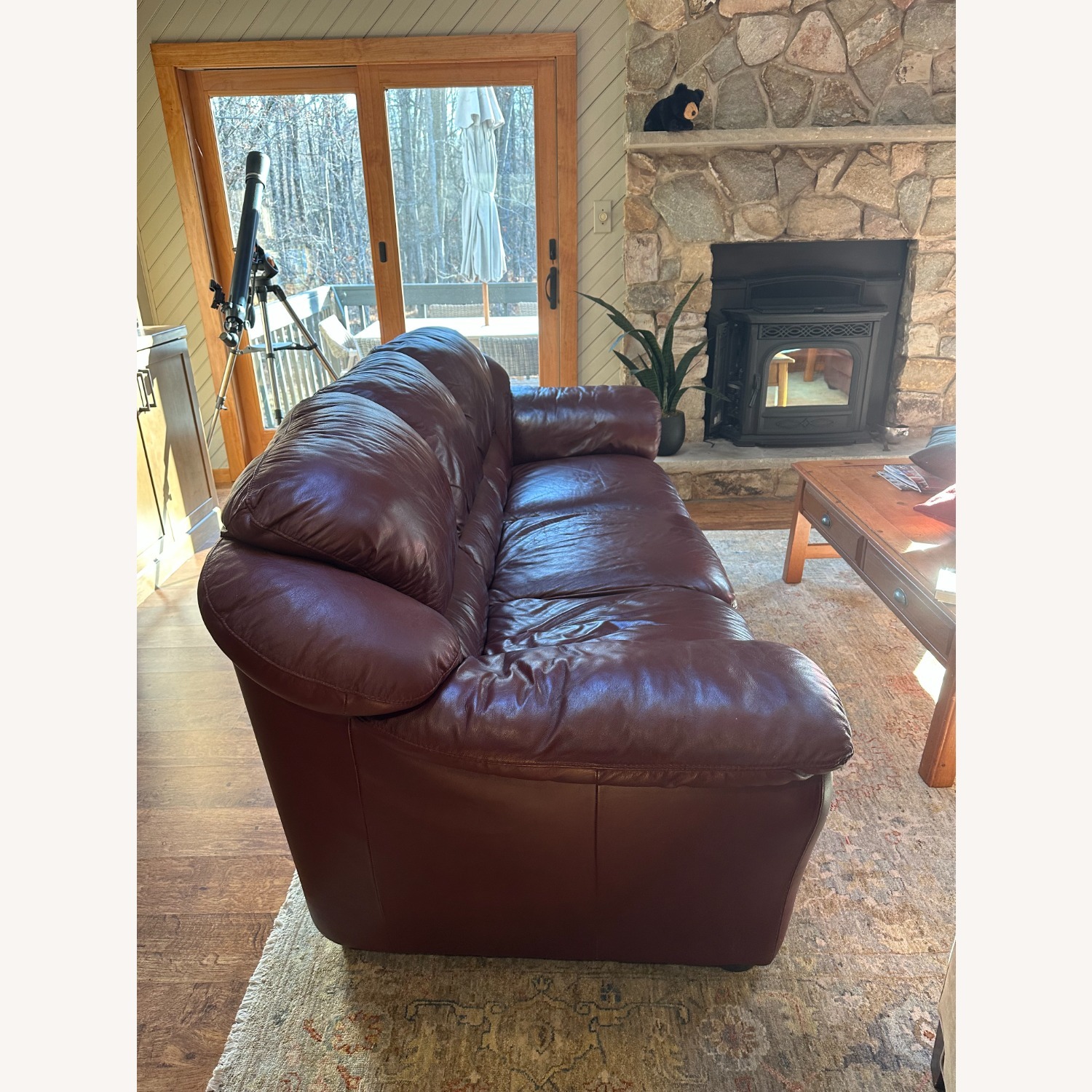 Vintage/Antique Dark Brown Leather 3+ Seater Sofa - image-2