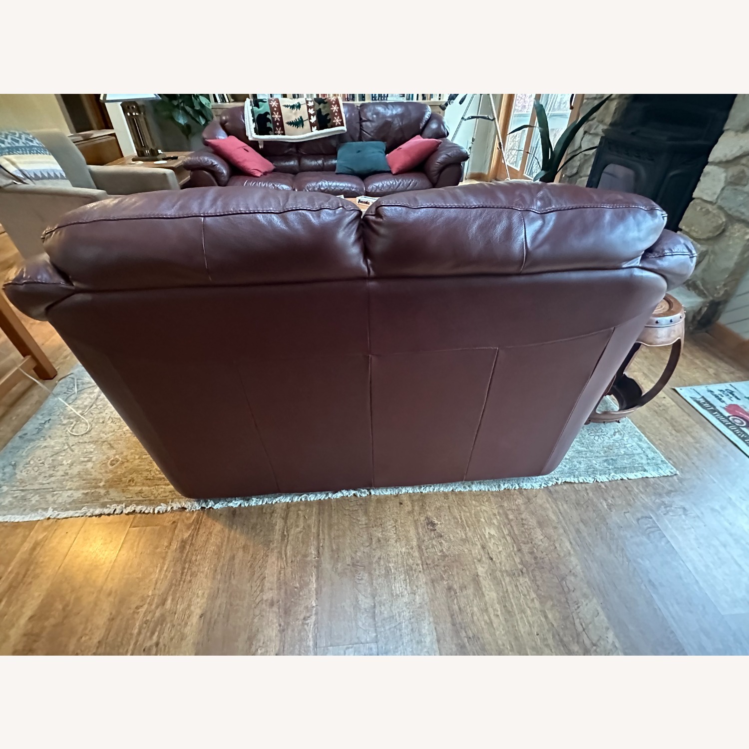 Vintage/Antique Dark Brown Leather Loveseat - image-3