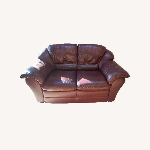 Used Vintage/Antique Dark Brown Leather Loveseat for sale on AptDeco
